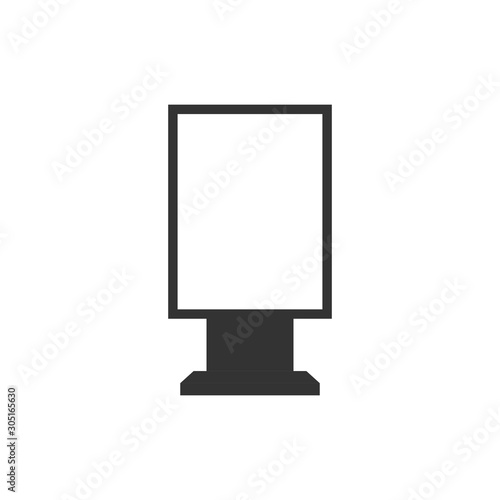 Billboard icon in flat style. Citylight display vector illustration on white isolated background. Banner placard business concept.