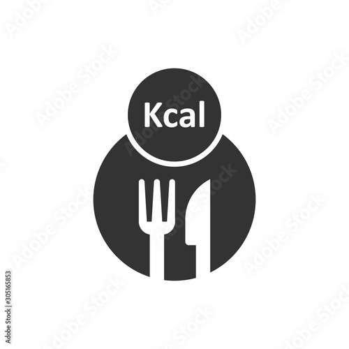 Kcal icon in flat style. Diet vector illustration on white isolated background. Calories business concept.