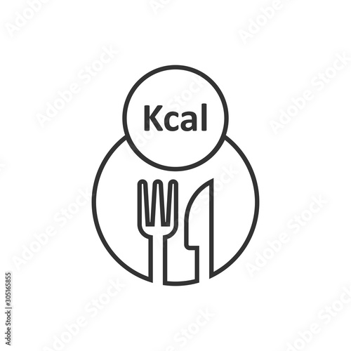Kcal icon in flat style. Diet vector illustration on white isolated background. Calories business concept.