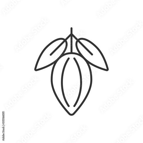 Cocoa bean icon in flat style. Chocolate cream vector illustration on white isolated background. Nut plant business concept.