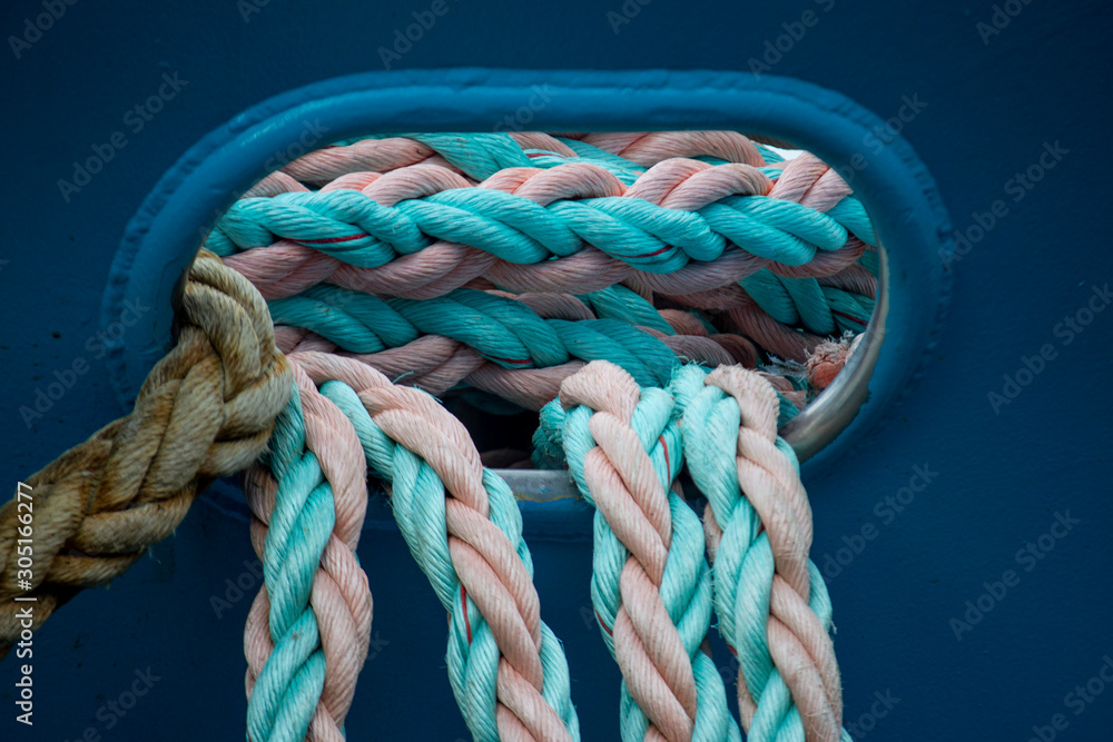 Fototapeta premium Coloured mooring ropes