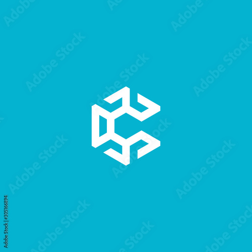 c letter abstract geometric line  logo vector outline template
