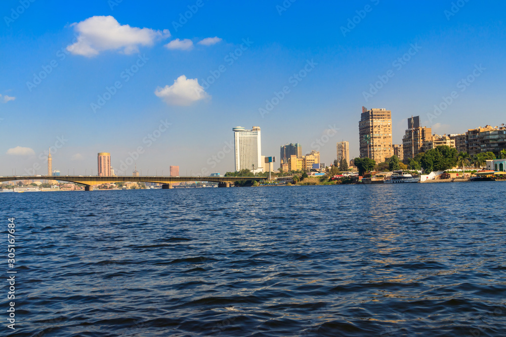 View of the Cairo city and Nile river in Egypt