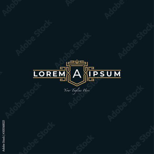 Badge Logo Template Simple Retro with Line Style