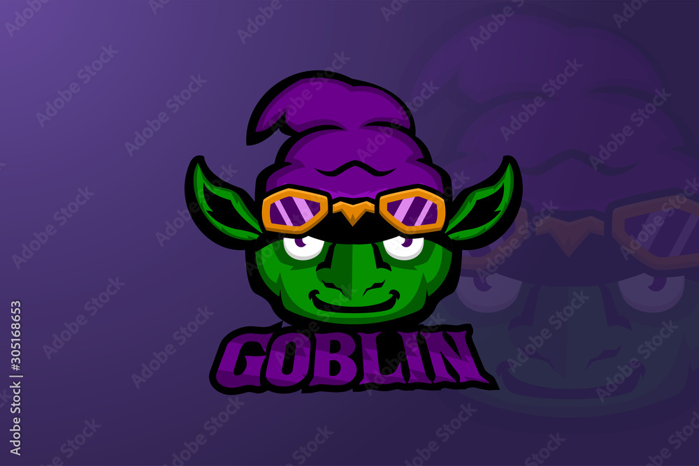 Goblin head E sports logo - obrazy, fototapety, plakaty 