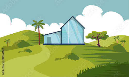 modern home in wild countryside