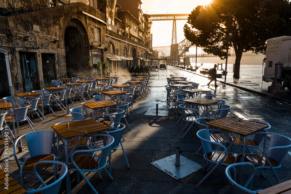 Naklejka premium Porto city street in morning light.