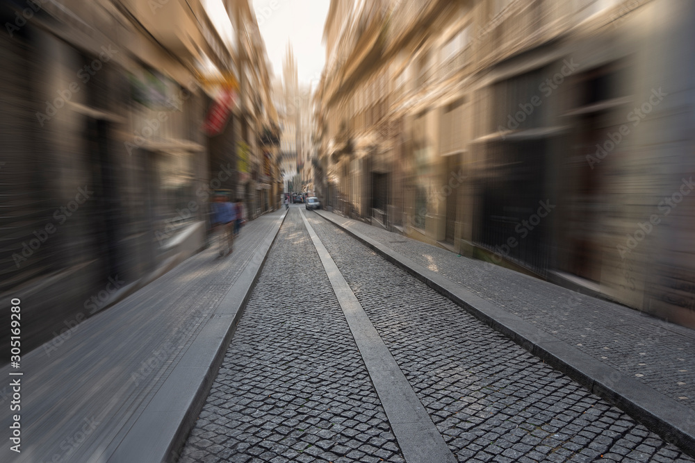 Porto city street in morning light. Porto city street in morning light.