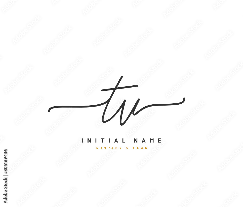 T V TV Beauty vector initial logo, handwriting logo of initial signature, wedding, fashion, jewerly, boutique, floral and botanical with creative template for any company or business.