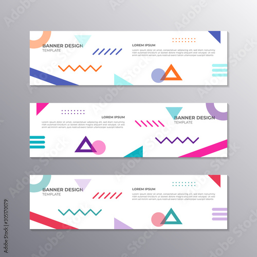 Banner with minimal design, cool geometric memphis background