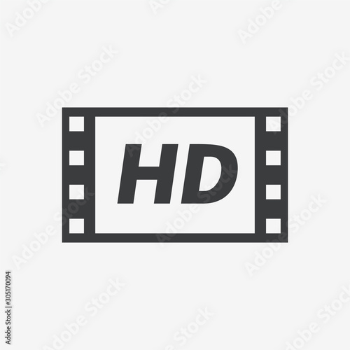 HD Cinema Film Flat Vector Icon