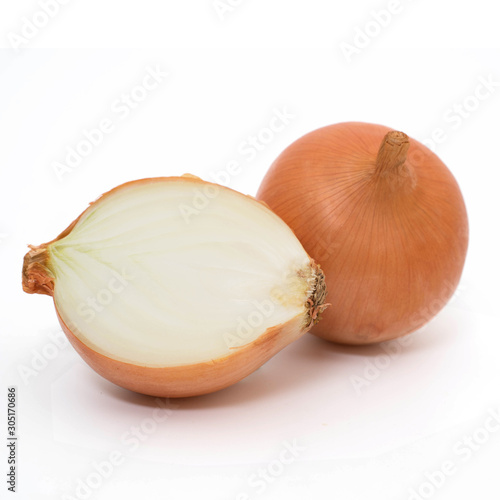 fresh onions isolated on white