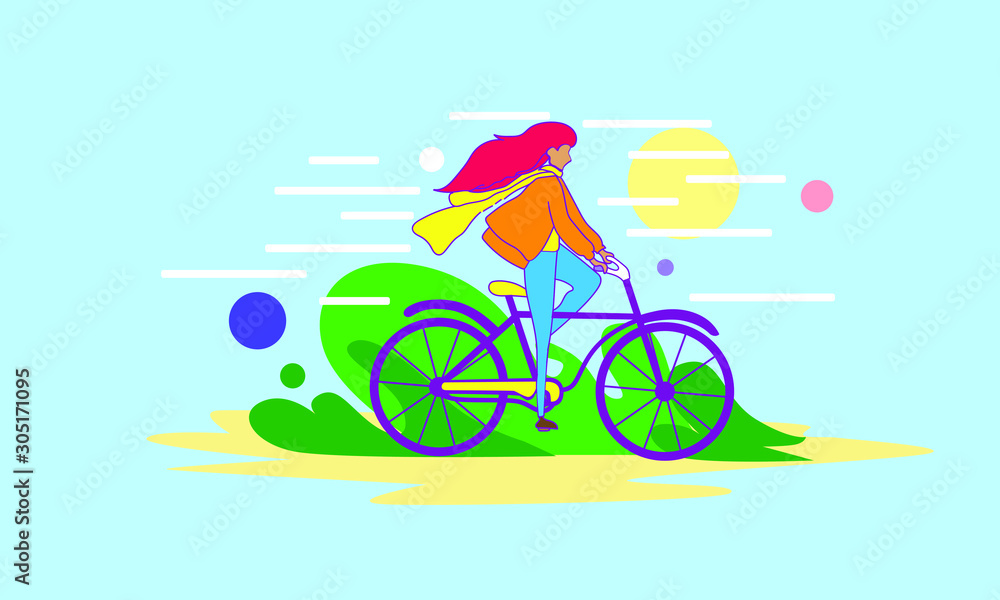 Fototapeta premium girl play riding bike