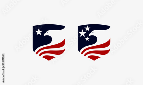 Modern American USA shield emblem icon logo symbol. 