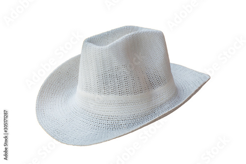 white cowboy woven hats on a white background