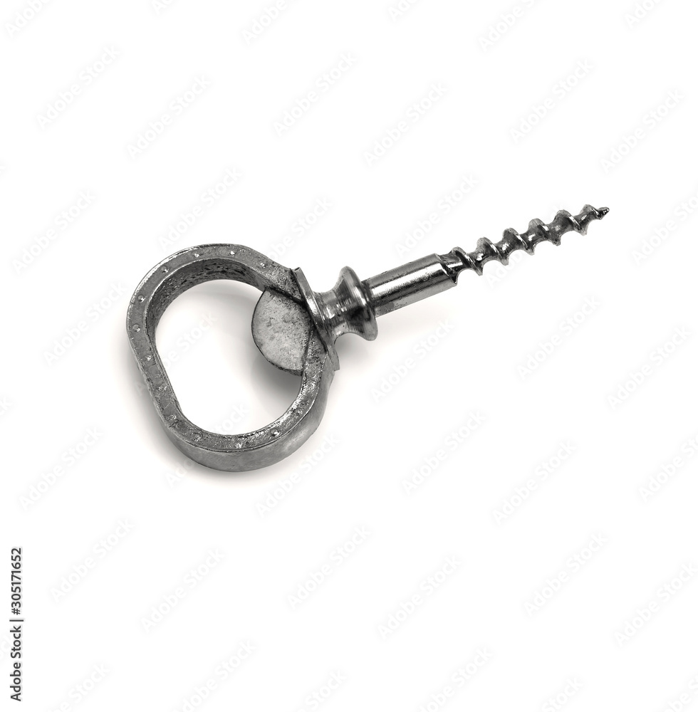 old wine iron corkscrew on a white background old wine iron corkscrew on a white background