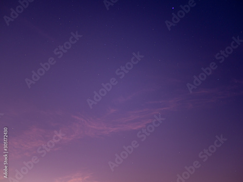 Twilight sky with stars copy space.