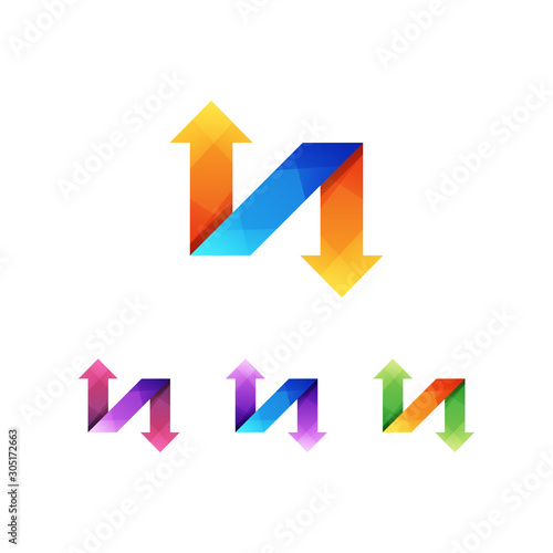 letter N arrow logo concept premium vector