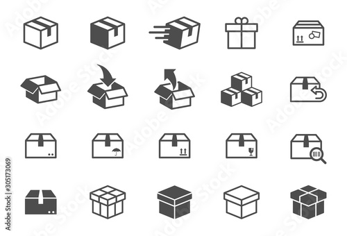 box vector icons isolated on white background. Packaging boxes icons for web, mobile apps and ui design