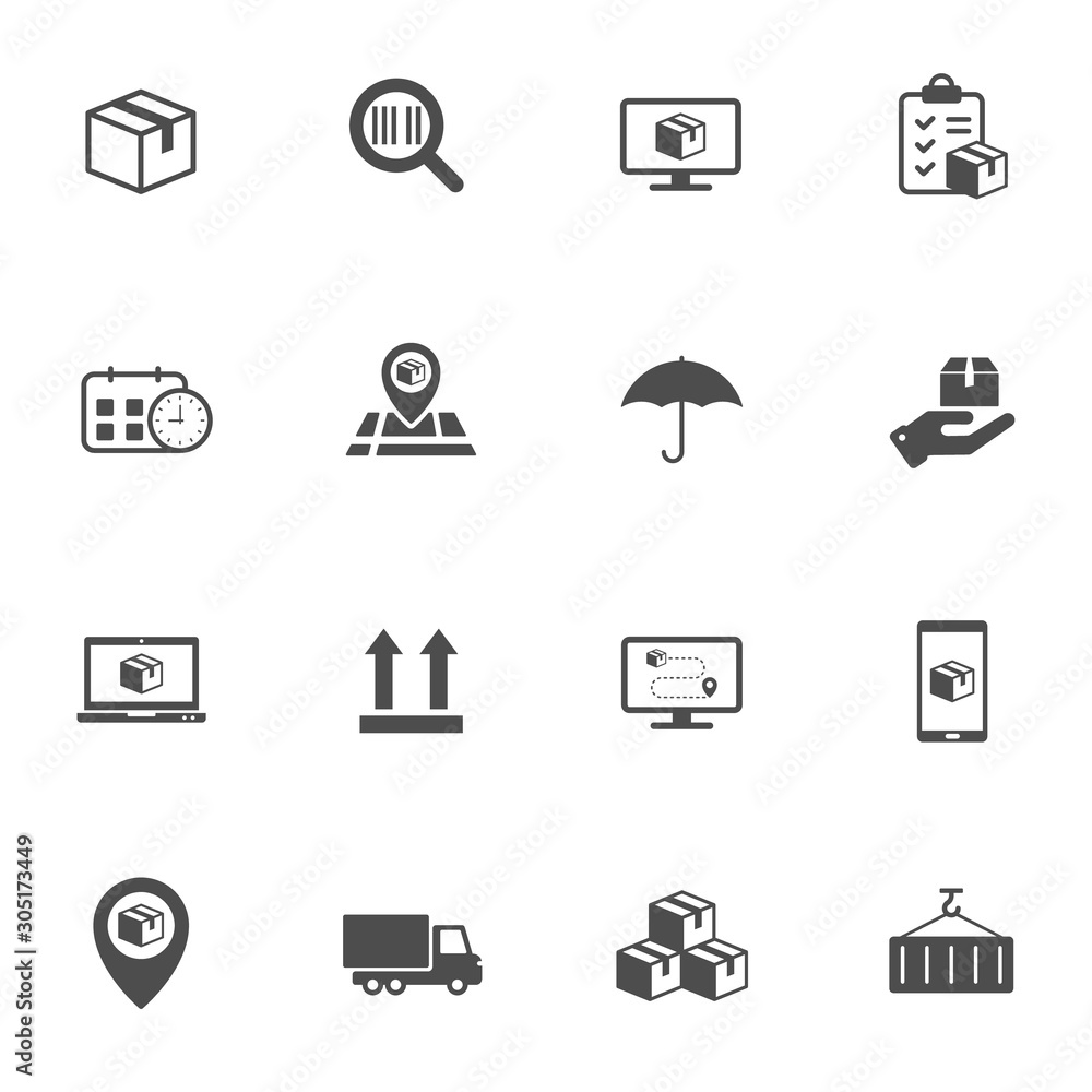 Shipping and delivery vector icons isolated on white background. Express delivery and global logistics icons for web, mobile apps and ui design Shipping and delivery vector icons isolated on white background. Express delivery and global logistics icons for web, mobile apps and ui design