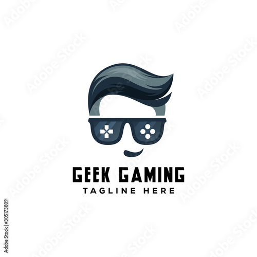 geek gaming logo concept premium vector