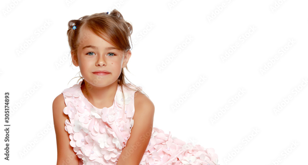 Portrait of a little girl close-up.Isolated on white background. Portrait of a little girl close-up.Isolated on white background.