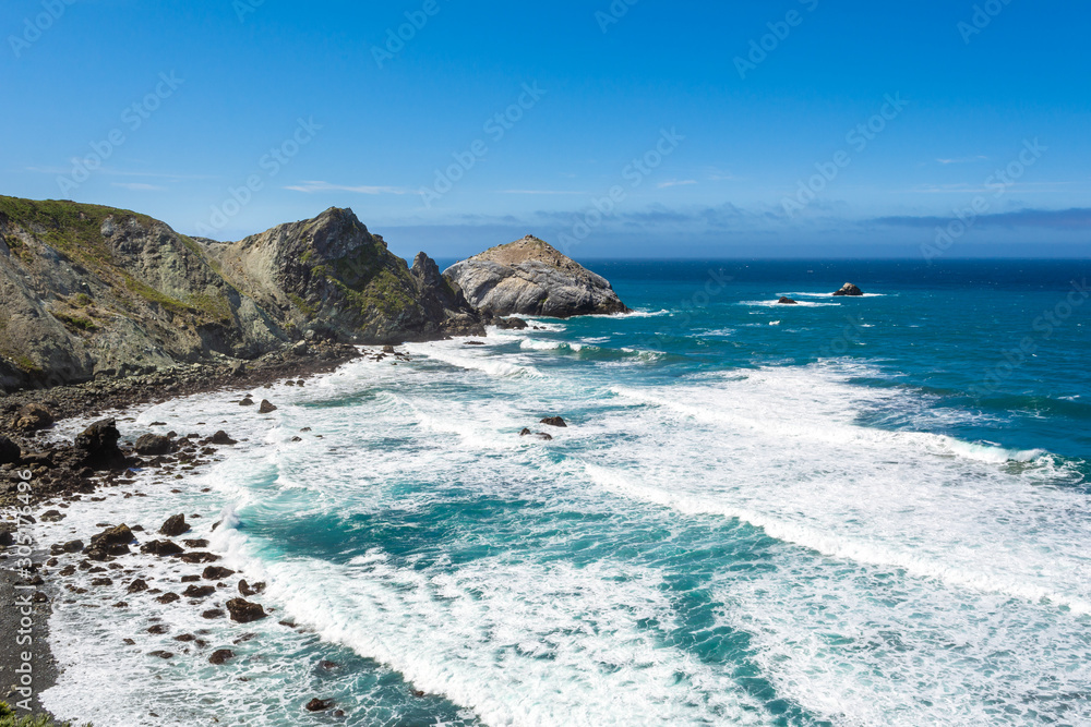 The Pacific coast and ocean at Big Sur region. California landscape, United States