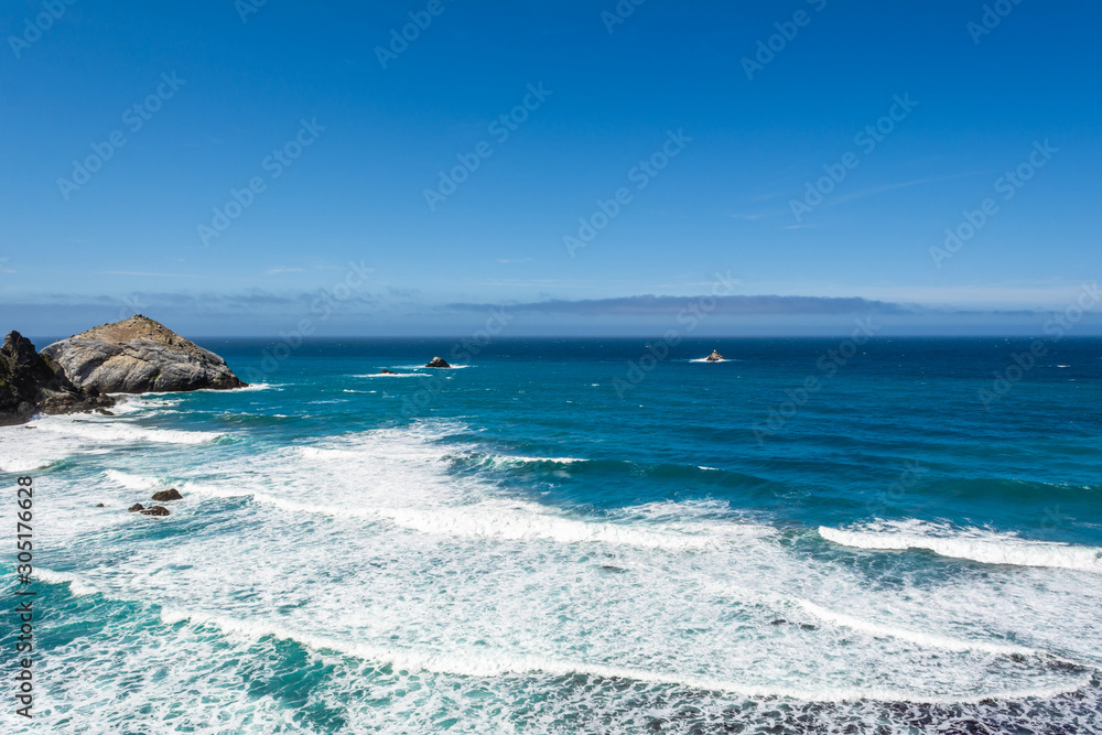 The Pacific coast and ocean at Big Sur region. California landscape, United States The Pacific coast and ocean at Big Sur region. California landscape, United States