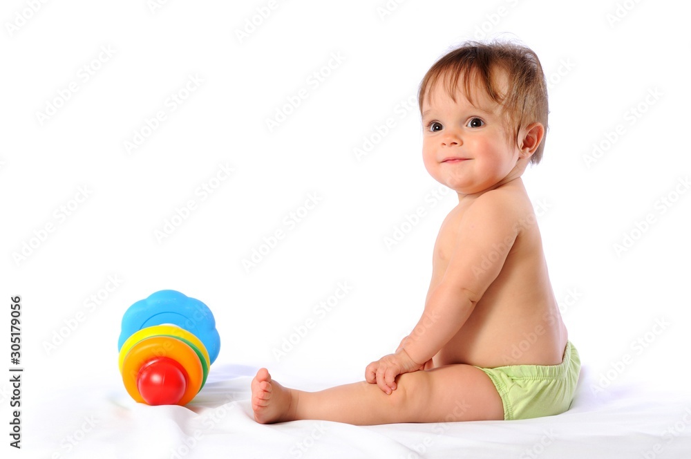 Little baby playing with pyramid toy Little baby playing with pyramid toy