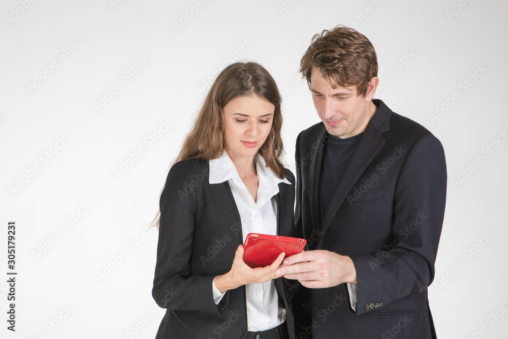 Business people holds tablet computer in office..