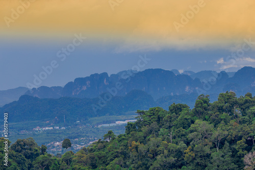 Close-up wallpaper view of high angle mountains  atmosphere surrounded by trees  blurred wind and fresh cool air during the day