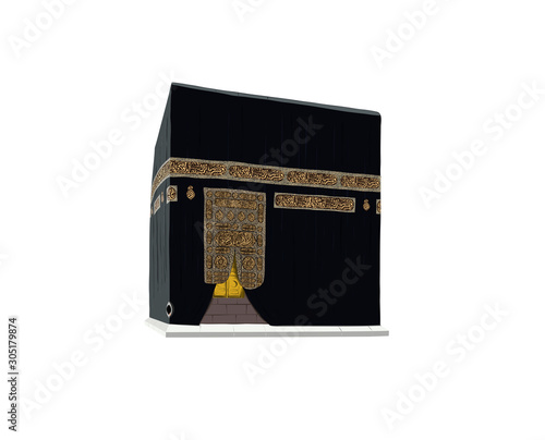 Islamic vector realistic illustration of kaaba for hajj in mecca