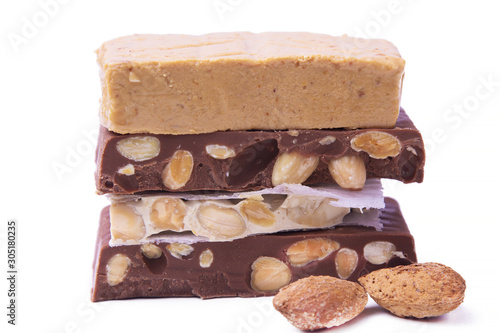 assortment of traditional Christmas nougat isolated