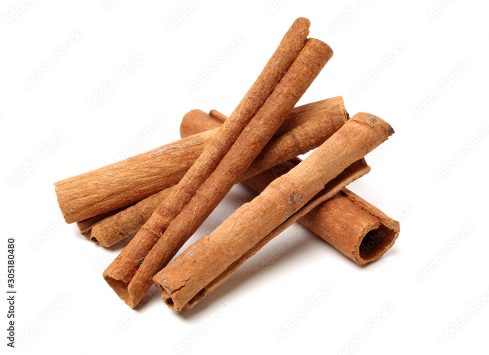 Cinnamon on a white background