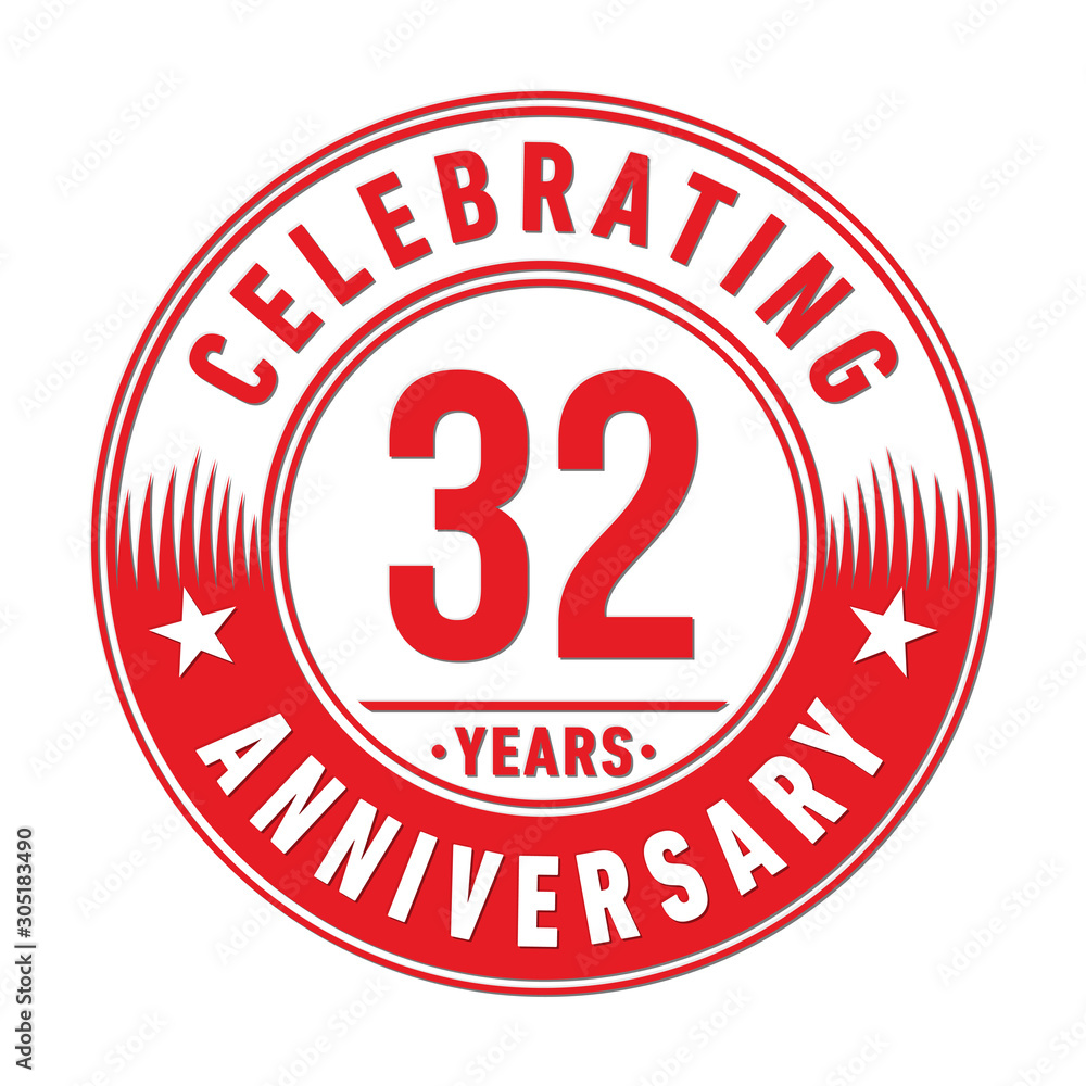 32 years anniversary celebration logo template. Thirty-two years vector and illustration. 32 years anniversary celebration logo template. Thirty-two years vector and illustration.
