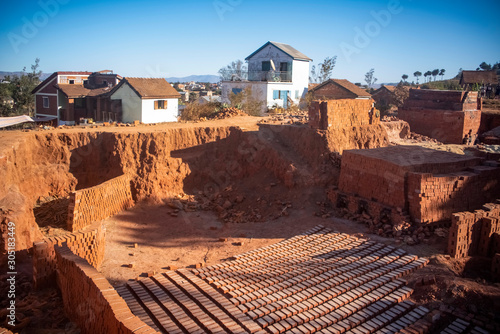 Ordinary Malagasy village. Madagascar. Africa