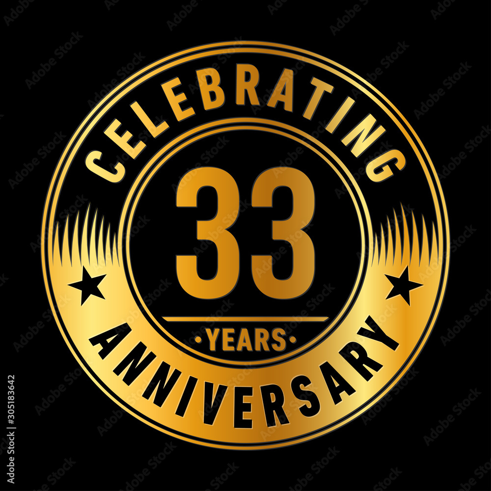 33 years anniversary celebration logo template. Thirty-three years vector and illustration.