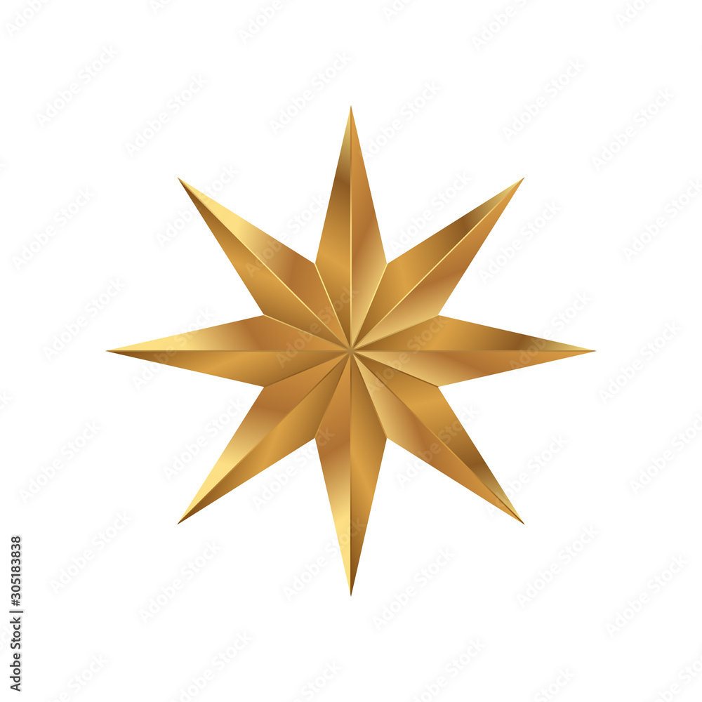 Golden star isolated on a white background. Holiday symbol for Christmas and New Year. Flat vector illustration EPS10. Golden star isolated on a white background. Holiday symbol for Christmas and New Year. Flat vector illustration EPS10.