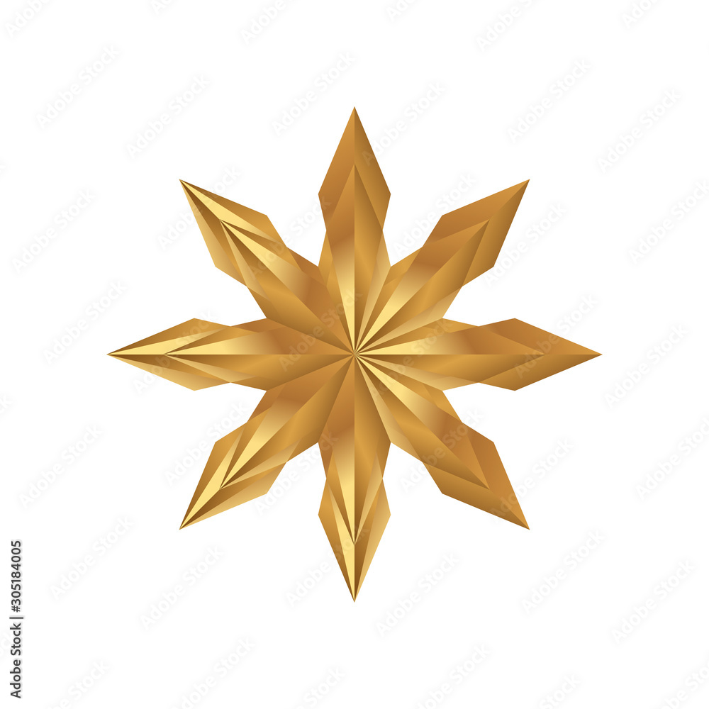 Golden star isolated on a white background. Holiday symbol for Christmas and New Year. Flat vector illustration EPS10. Golden star isolated on a white background. Holiday symbol for Christmas and New Year. Flat vector illustration EPS10.