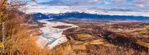 The meanders of the Tagliamento. Last natural river of Europe. Friuli. Italy