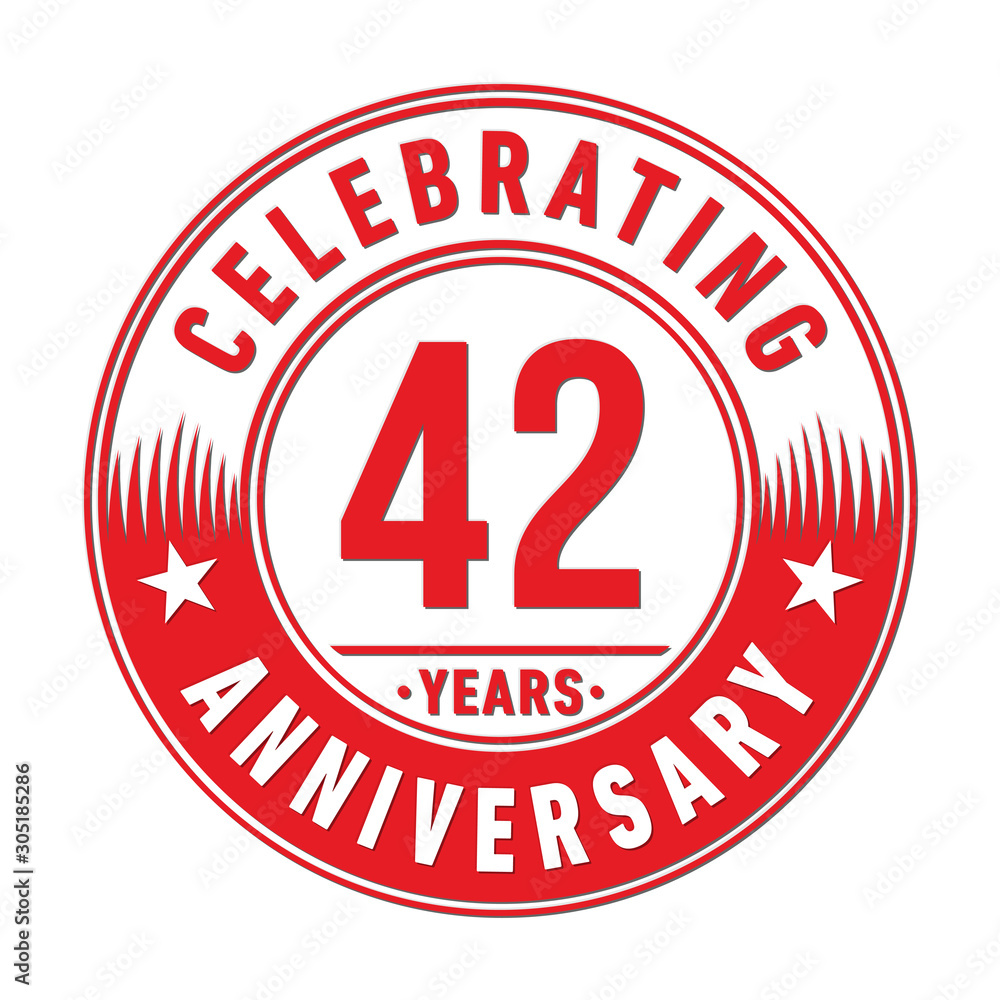 42 years anniversary celebration logo template. Forty-two years vector and illustration.
