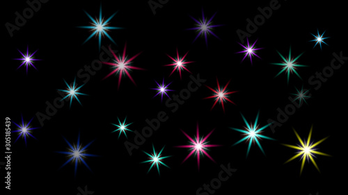 Stars shine effect background on black screen animation