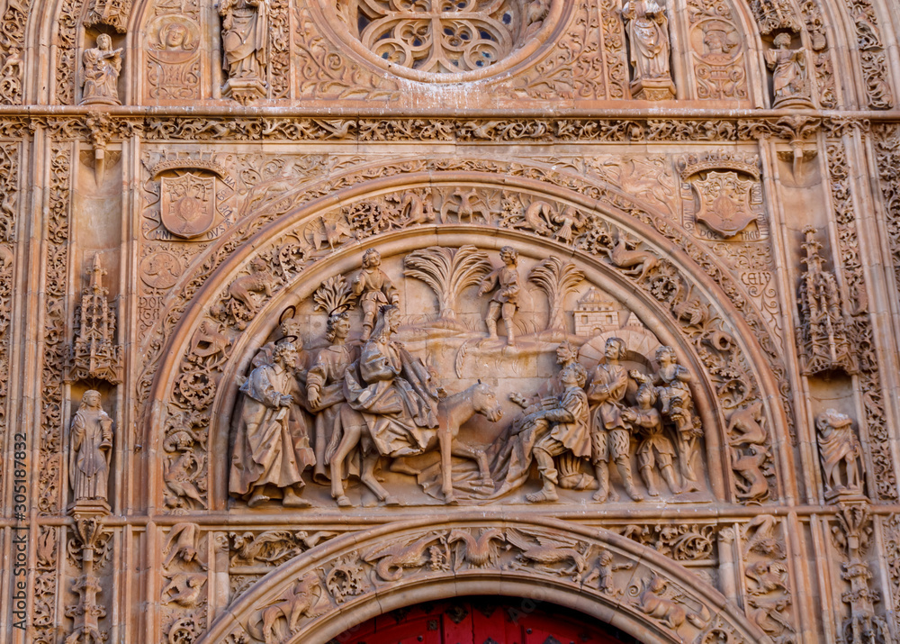 Facade detail Salamanca Cathedral, Salamanca city, Castilla y Leon region, Spain