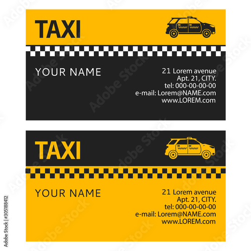 Business card of the taxi.Flat illustration vector.