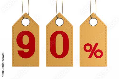 Ninety percent on white bac...