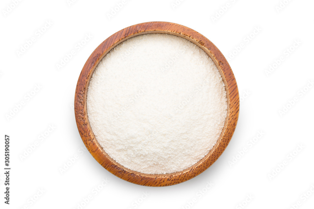 On top of powder creamer in a wooden cup. Clipping path. On top of powder creamer in a wooden cup. Clipping path.