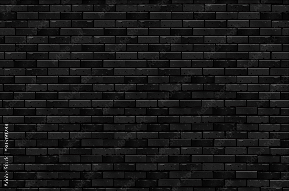 Black brick seamless pattern - obrazy, fototapety, plakaty 