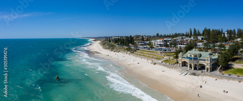 Fototapeta Naklejka Na Ścianę i Meble -  Aerial panoramic view of Cottesloe Beach in Perth, Western Australia