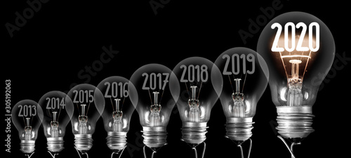 Light Bulbs with New Year 2020