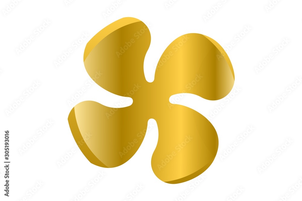 Gold propeller icon on white background Gold propeller icon on white background
